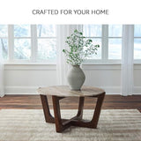 Signature Design by Ashley Tanidore Casual Solid Mango Wood Coffee Table with Marble Top, Dark Brown & Beige Signature Design by Ashley
