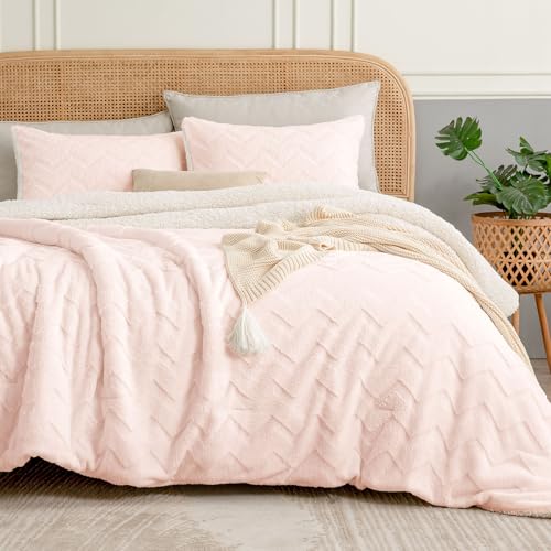 BEDELITE Fluffy Twin Comforter Set - Super Soft Sherpa Pink Comforter for Twin Size Bed, Luxury Warm Bedding Set for Winter, Fuzzy Bed Set 2 Piece (1 Comforter, 1 Pillowcase) BEDELITE
