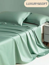 Queen Size Flat Sheet Only, Soft 300 Thread Count 100% Cotton Sheets, Sateen, Cooling & Breathable Bed Sheets, Top Sheet, Flat Sheet Only, Single Flat Sheets Only (Queen, Sage Green) HMACOLOR BEDDING