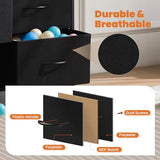 Sweetcrispy Dresser for Bedroom with 8 Storage Drawers, Tall Large Fabric Storage Tower Organizer, Chest of Drawers with Metal Frame Wooden Top for Nursery, Closet, Living Room, Entryway, Black Sweetcrispy