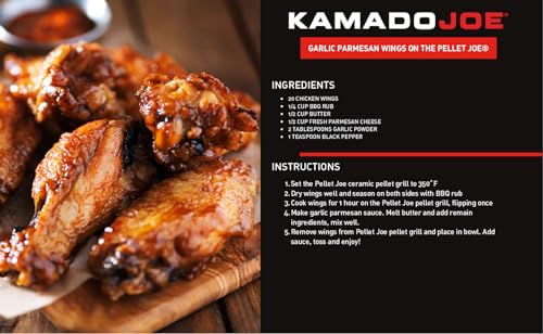 Kamado Joe Pellet Joe Grill, Classic Joe, 18-inch Ceramic Wood Pellet Grill and Smoker with Cart, Side Shelves, Stainless Steel Grates and 250 Cooking Square Inches in Red, Model KJ15260020 Kamado Joe