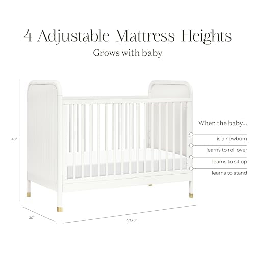 Namesake Brimsley Tambour 3-in-1 Convertible Crib in Warm White, GREENGUARD Gold Certified NAMESAKE