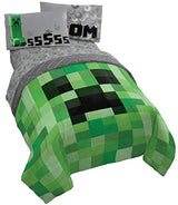 Jay Franco Minecraft Creeper 5 Piece Full Bed Set - Includes Reversible Comforter & Sheet Set - Super Soft Fade Resistant Microfiber - (Official Minecraft Product) Jay Franco