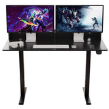 Our Modern Space 2-Tier Height Adjustable 45" Electric Standing Desk - Upgraded Ultra Durable Home Office Large Rectangular Computer Table or Laptop Sit Stand Workstation - Black Our Modern Space
