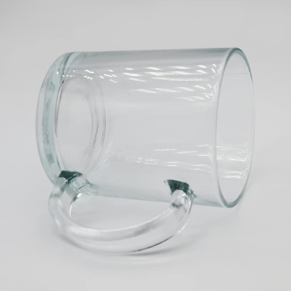 MR.R 11oz Sublimation Blanks Glass Clear Transparent Mug,Coffee Mugs with Handle for Heat Thermal Coating Transfer,Set of 6 MR.R