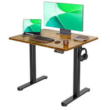 Claiks Electric Height Adjustable Stand Up Desk, 35x20 Inches Sit Stand Desk for Home Office, Rustic Brown Top/Black Frame Claiks