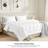 HOMTEC Duvet Insert Cotton Comforter King Size White Down Alternative Fill Duvet Insert 100% Cotton Shell Quilted Fluffy Comforter Lightweight All Season 8 Corner Tabs Durable Breathable Noiseless HOMTEC