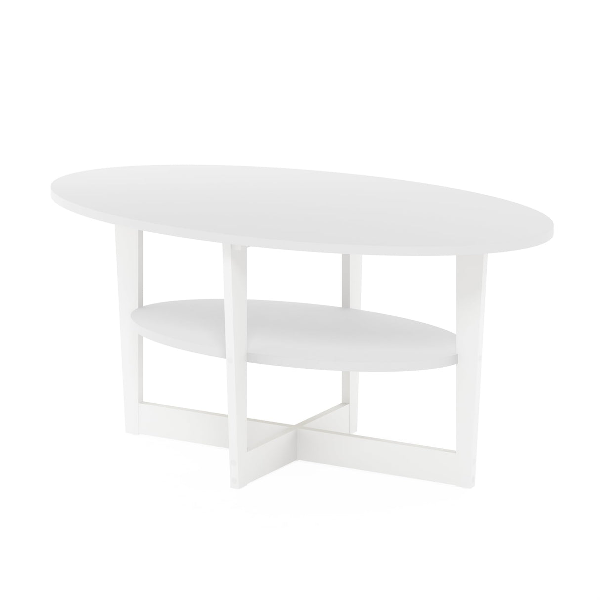 Furinno Jaya Oval Coffee Table, 35.43 (W) x 16.49 (H) x 19.69 (D) inches, White Furinno