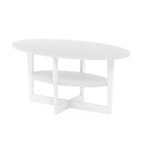 Furinno Jaya Oval Coffee Table, 35.43 (W) x 16.49 (H) x 19.69 (D) inches, White Furinno