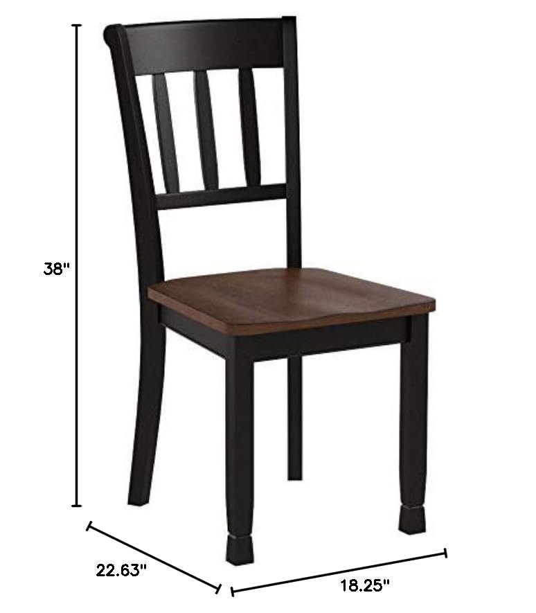 Signature Design by Ashley Owingsville Modern Farmhouse Dining Room Side Chair, Set of 2, Black and Brown Signature Design by Ashley