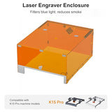 Carverall Laser Engraver Enclosure for K15 Pro Laser Engravering Machine, 280x470x210mm, Fully Enclosed Eye Protection Shield with Built-in Smoke Extraction Fan, Auto-Stop Safety Feature Carverall