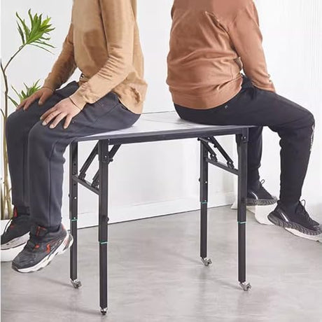 AMSXNOO Height Adjustable Standing Desk, No Assembly Folding Collapsible Computer Desk, Rolling Laptop Table for Workshop Home Office AMSXNOO