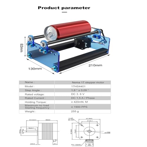TWOTREES 360°Laser Rotary Roller,Y-axis Rotary Roller Engraving Module with Engraver Heightening Column for Engraving Cylindrical Objects Cans (Engraving Axis Tools+Engraver Heightening Column) YUYUEMI