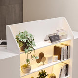 AIEGLE 61" Reception Desk with LED Lights & Lockable Drawers, Check Out Counter w/Cabinet & Display Shelves, Modern White Front Reception Desk w/Keyboard Tray for Lobbies, Salons, Retail AIEGLE