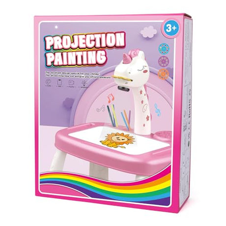 Drawing Projector for Kids, Art and Crafts, Drawing Board with Music, Color Pens, Pencils, Crayons, Scrapbook, Unicorn Sticker Book, Ideal Toy for 3+ Year Old Girls & Boys (Unicorn Kit) Hoarosall