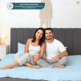Shreem Linen Super Single Waterbed Sheets, 4-Piece 100% Egyptian Cotton Attached Sheet Set with 15" Deep Pocket, Soft & Breathable Bedsheets for Water Beds, Light Blue Solid Shreem Linen