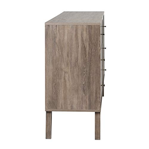 Prepac Milo Mid-Century 6 Drawer Dresser For Bedroom, 16" D x 52.25" W x 33" H, Drifted Gray Prepac