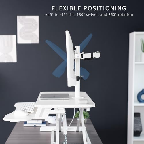 VIVO Height Adjustable 32 inch Standing Desk Converter with Dual 13 to 30 inch Monitor Stand, Sit Stand Monitor Mount and Desk Riser, White, DESK-V000K-M2W VIVO