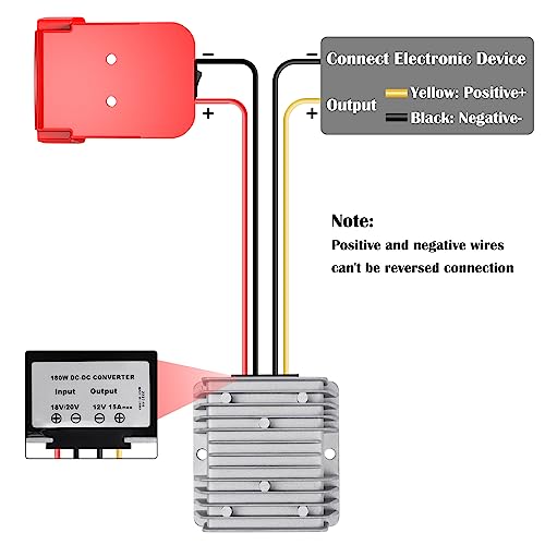 DC Power Aadpter for Milwaukee M18 Battery 18V to 12V Step Down Voltage Converter 15A MAX 180W Inverter Automatic Buck Converter DC Voltage Regulator with Upgraded Low Voltage Protection and Switch CHoiKWong
