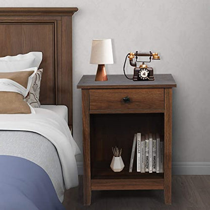 Rustic GBU Nightstands - Set of 2 Wooden Bedside Tables with Drawers for Stylish Storage - WoodArtSupply