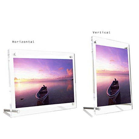 B&NN 8x10 Acrylic Picture Frame Floating Look，3MM + 3MM Thickness Clear Photo Frame ，Desktop Frameless Display ，Self Standing (8 x 10) B&NN