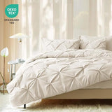 JOLLYVOGUE Full Size Comforter Sets 7 Pieces - Bed in a Bag Full for All Season, Pintuck Bedding Comforter Sets with Comforter, Flat Sheet, Fitted Sheet and Pillowcases & Shams, Beige JOLLYVOGUE