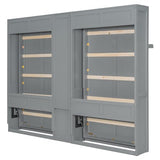 Merax 110W Dual Twin Wall Murphy Beds with Cabinets and Shelves,Sleeping Arrangement for Multipurpose Area, Bedroom, Guest Room or Living Room,Gray Merax