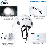 Hard Hats Construction OSHA Approved - ANSI Z89.1 Reflective Construction Worker Hat, Vented White Hard Hat with Visor for Men Women, ABS Safety Helmet for Adults,6-pt.Suspension Aolamegs