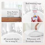 California Design Den Twin Sheets Set - Natural 100% Cotton Sheets with 12" Pockets, Soft Sateen Weave, Breathable and Durable Bedding Set for Dorm Rooms, College (White) California Design Den