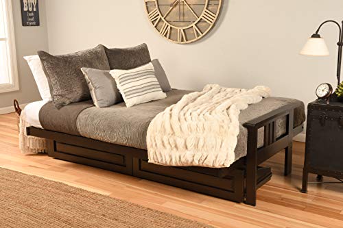 Kodiak Furniture Monterey Queen-size Futon, Storage Drawers, Espresso Finish with Oregon Trail Saddle Mattress Kodiak Furniture