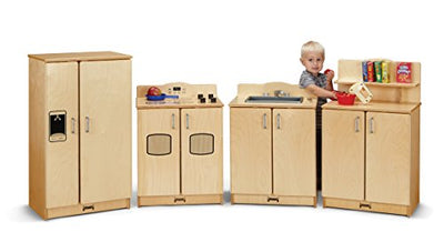 Jonti-Craft 2411JC Culinary Creations Play Kitchen, 35 x 80 x 15 inches, Natural Wood, 4 Piece Set