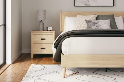 Signature Design by Ashley Cabinella Panel Headboard Platform, Queen (U.S. Standard), Light Brown - WoodArtSupply