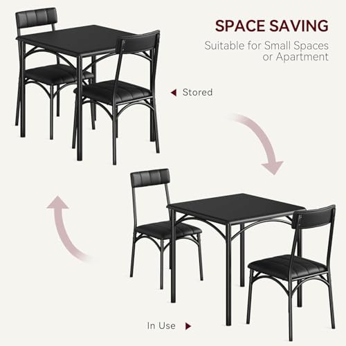 OUTGOODS 2-Person Dining Table Set (3 Pieces) - Square Kitchen Table with Upholstered Chairs | Ideal Small Space Dining Set for Apartments, Studios | Compact Kitchen Dining Set for 2 Adults/Kids OUTGOODS