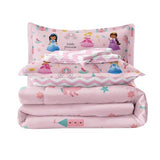 SIRDO Kids Magical Princess Comforter Set Bed in a Bag Twin Size- 5 Piece Soft Cute Castle Bedding Set for Girls (1 Comforter, 1 Flat Sheet, 1 Fitted Sheet, 2 Pillowcases), Pink SIRDO