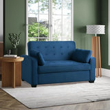 Serta Ainsley 66.5" Convertible Sleeper Loveseat, Full Size, Dreamcoil Comfort, Soft Velvet Fabric, Navy Serta
