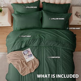 Velorose Queen Comforter Set Emerald Green - Bed in a Bag Queen Size 7 Pieces, Soft Bedding Set for All Seasons, Christmas Premium Queen Comforter Set with Comforter, Sheets, Pillowcases & Shams Velorose