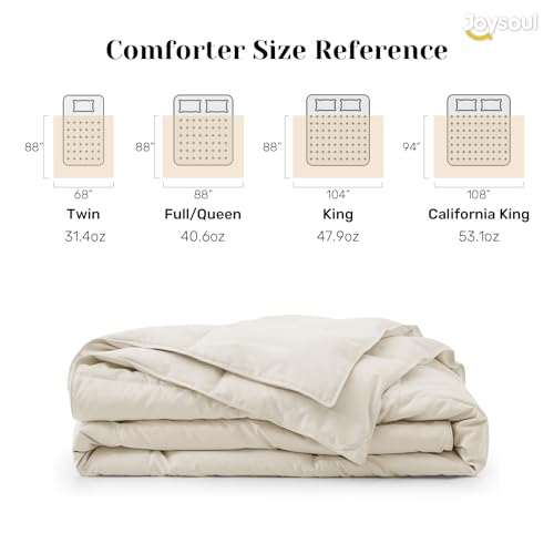 Joysoul Goose Feathers Fiber Comforter - Lightweight Ultra Soft Fabric Cover Breathable White Down Feather Fill, Twin Size Duvet Insert (68" X 88") Joysoul