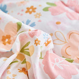 Joyreap 4 Piece Cotton Toddler Bedding Set for Girls, Pink Flowers Design, Soft n Breathable Cotton Toddler Comforter Set, Includes Quilted Comforter, Fitted Sheet, Top Sheet, and Pillow Case Joyreap