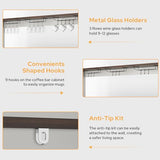 Buffet Sideboard with Storage Hutch with Power Outlets 4 Doors, Large Farmhouse Kitchen Storage Cabinet Wood Coffee Bar Cabinet with Goblet Holder and Cup Hooks for Kitchen, Dining Room, Entryway knoworld