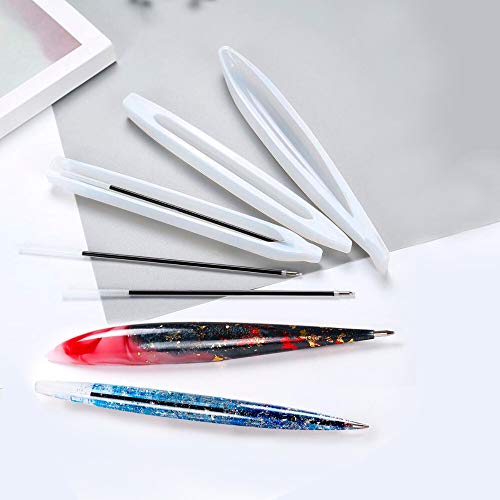 3Pcs Pen Resin Mold, Epoxy Resin Molds with 45Pcs Ink Pen Refills,Ballpoint Pen Silicone Molds Resin Casting Molds for DIY Crafts Making and Student Gift