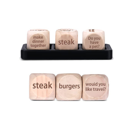 Custom Personalized Wooden Engraved Dice with Any Text (sty1) Zakally