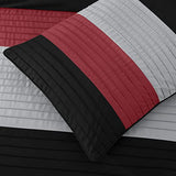 Chezmoi Collection Loft 8-Piece Luxury Striped Comforter Set (King, Red/Black/Gray) Chezmoi Collection