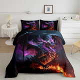 Erosebridal 3D Dragon Bedding Set King Magical Wildlife Comforter Set, Wild Animal Bedding Comforter Sets Gradient Lightning Down Comforter, Glowing Fire Duvet Insert Boys Girls Funny Home Decoratives Erosebridal