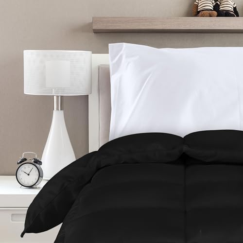 Utopia Bedding Comforters King Size, All Season Duvet Insert, Down Alternative Box Stitched Bed Comforter with Corner Tabs, Machine Washable (Black) Utopia Bedding