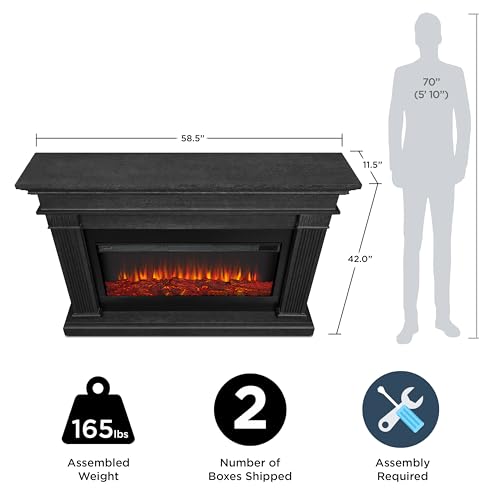 Real Flame Beau 59" Landscape Electric Fireplace with Mantel for Living Room or Bedroom, Replaceable Fireplace Insert Heater, Realistic Log and Flame Effect, Remote Control, Timer Real Flame