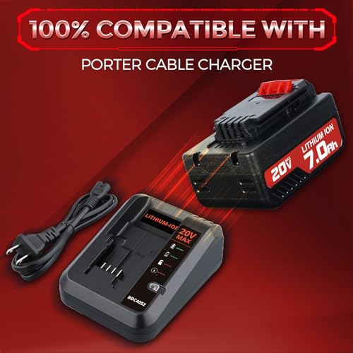 GROWFEAT 2Pack 7.0Ah Battery Replacement for Porter Cable 20V Battery, Compatible with PCC685L PCC680L PCC682L PCC685LP Replace for Porter Cable 20-Volt Lithium-ion Battery GROWFEAT