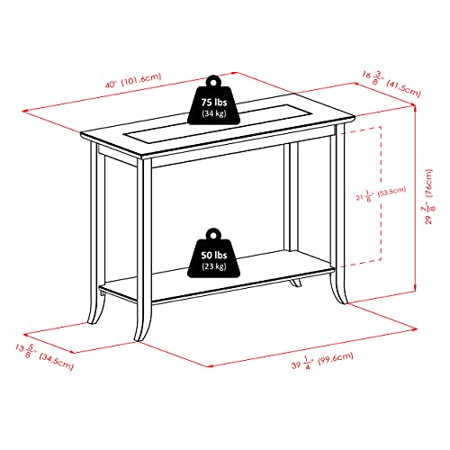Winsome Genoa Console Table with Glass Top and Shelf, 40-Inch, Espresso, for Living Room, Hallway, or Entryway Winsome