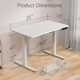 Kingant Standing Desk Height Adjustable Small Electric Stand Up Desks [35 x 20 Inch] - Ergonomic Sit Stand Desk Rising Desks for Home Office Computer Desk Stand Desk Workstation with Cable Management Kingant
