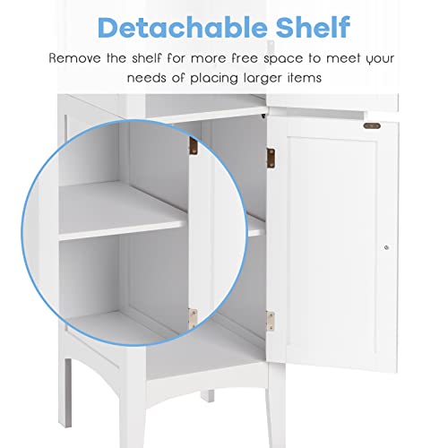 Tangkula 5-Tier Slim Bathroom Storage Cabinet in White - Elegant Freestanding Tower Design Tangkula