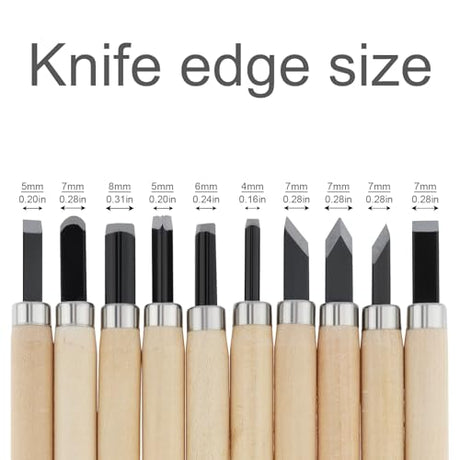 OriGlam 10pcs Professional Wood Carving Chisel Set, Carbon Steel Wood Carving Tools, Woodworking Chisels Wood Chisel Kits, Power Grip Carving Tools Great for Carving Woodworking Beginners & Kids OriGlam